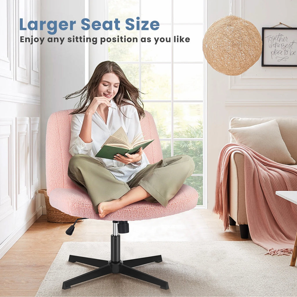 Armless Criss Cross Legged Adjustable Swivel Padded Fabric Office Chair Q937726
