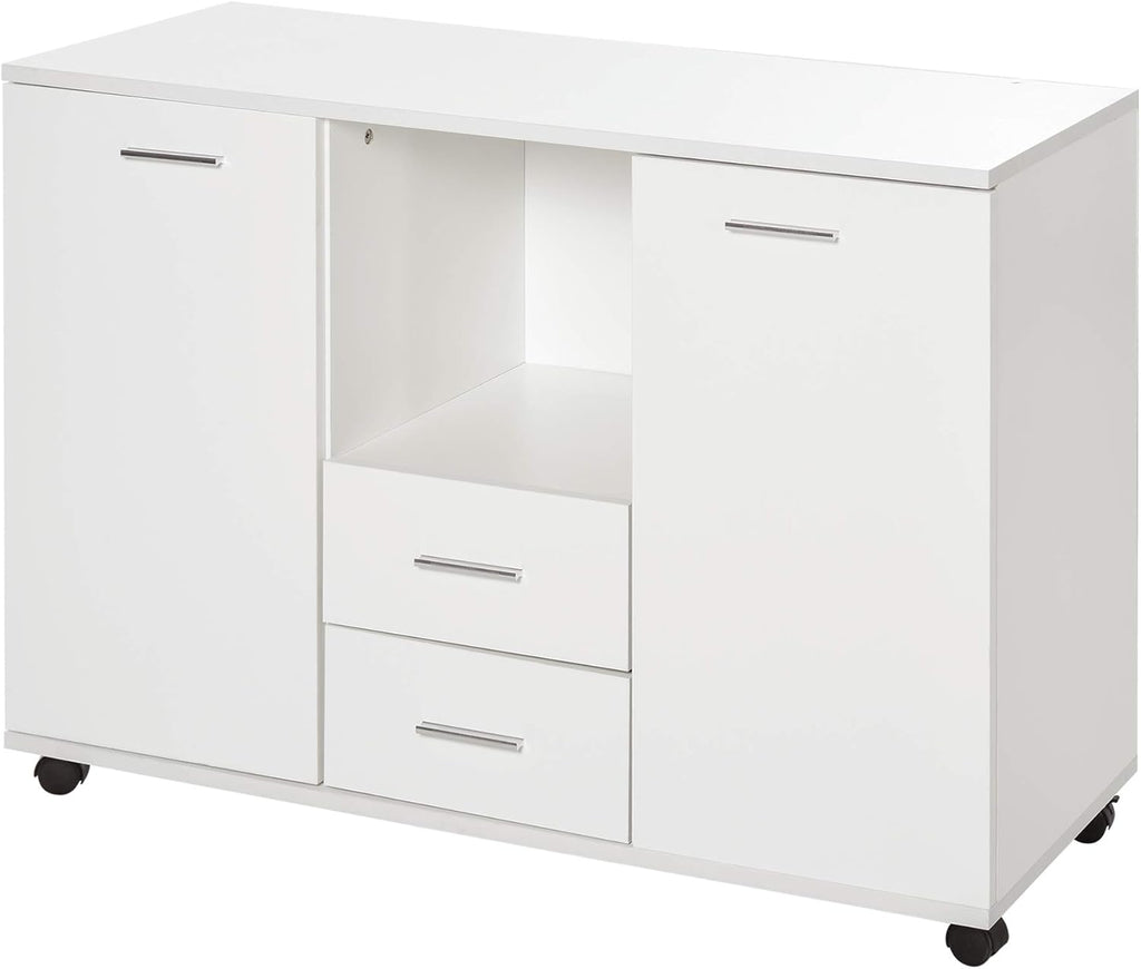 Black Office Filing Cabinet Printer Stand with 2 Drawers R9824