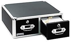 Black 4 x 6 Double Drawer Index Card Cabinet Z107