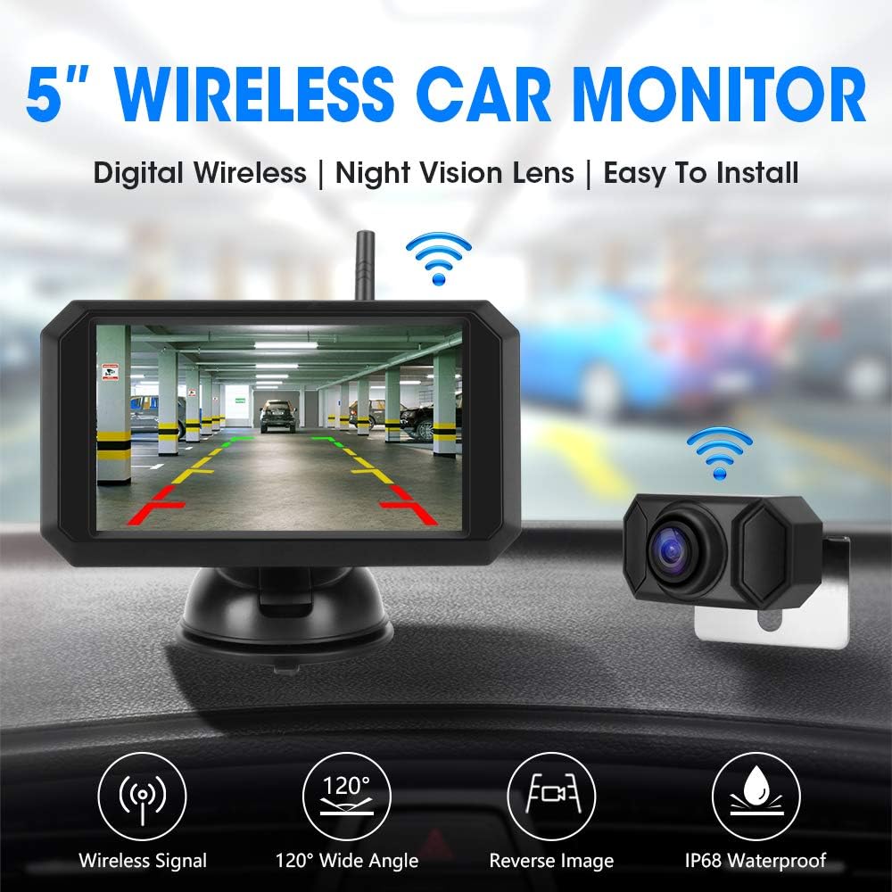 Wireless Backup Camera with 5'' Monitor, Waterproof Night Vision Camera M60251