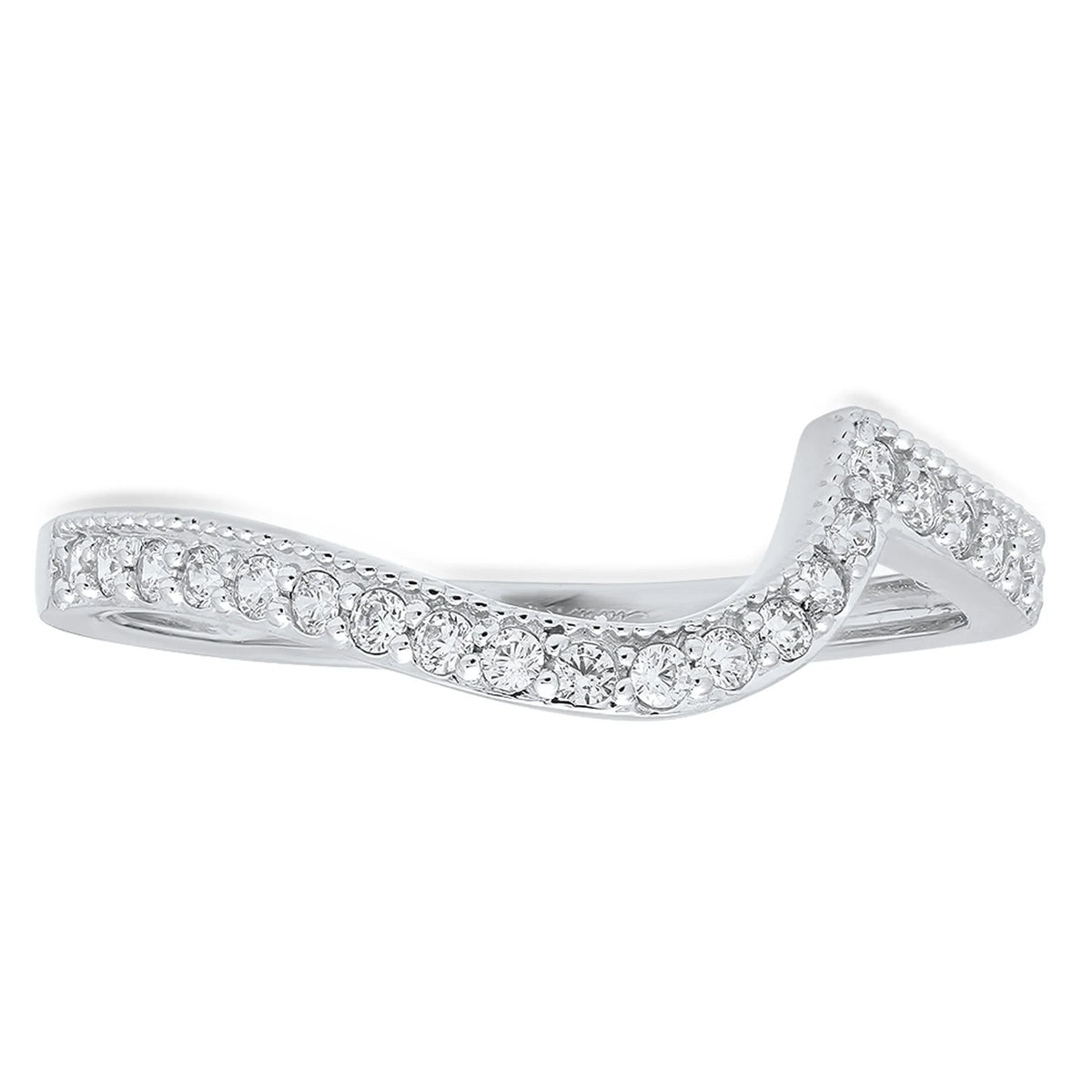 0.16 ct Round Cut Natural Diamond VS1-VS2 J-K Solid 18K White Gold Stackable Ring L95499