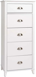 White 5-Drawer Wood Tall Dresser F851979