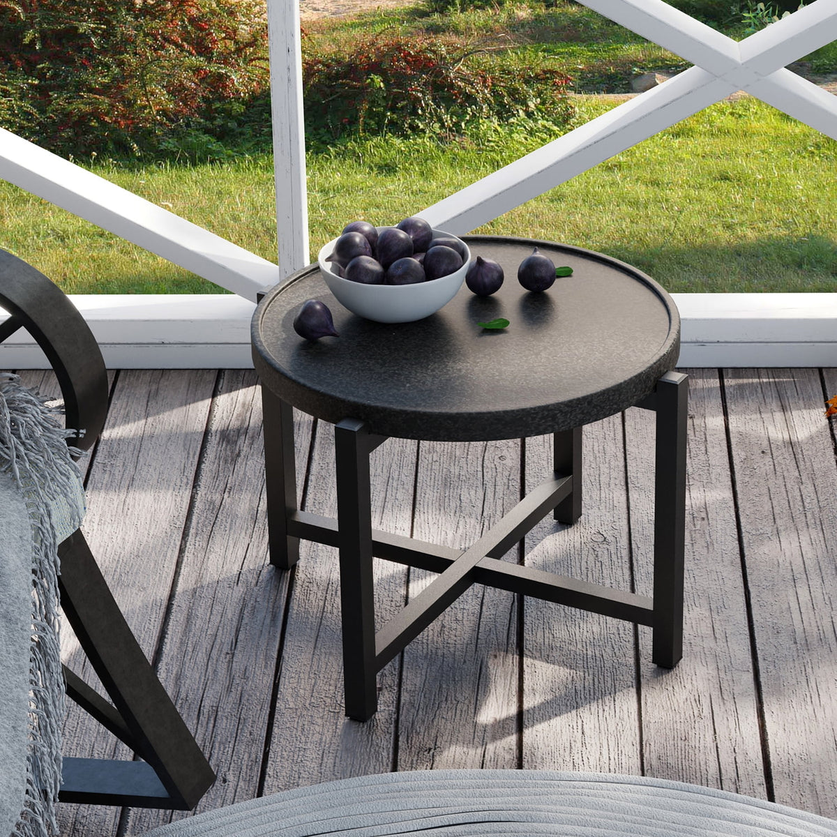 Dark Grey Concrete Round Coffee Table O7833