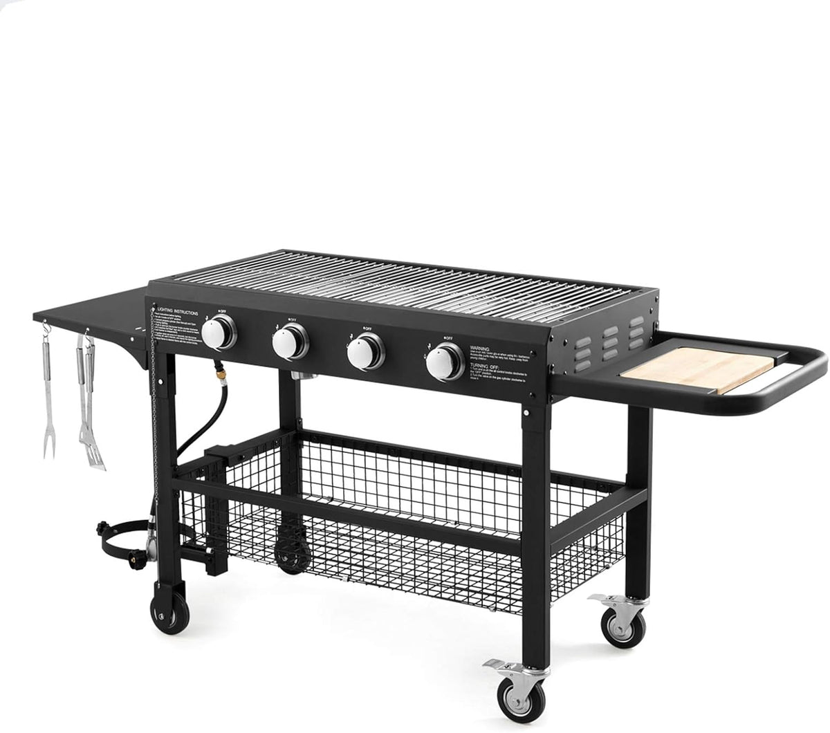 4-Burner Portable Propane Gas Grill with 48000BTU Steel Outdoor Grill U44802