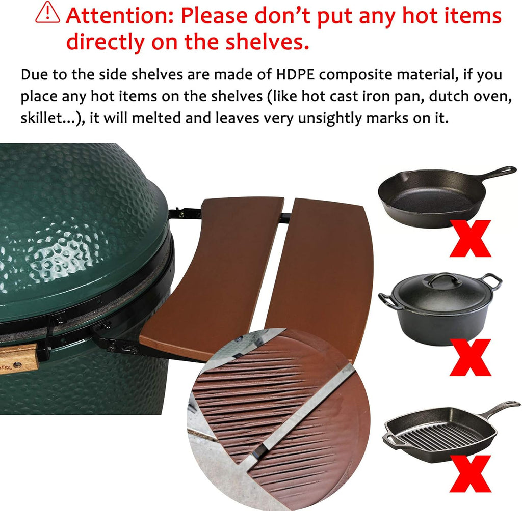 HDPE Folding Side Shelves for Big Green Egg, Set of 2 F2405