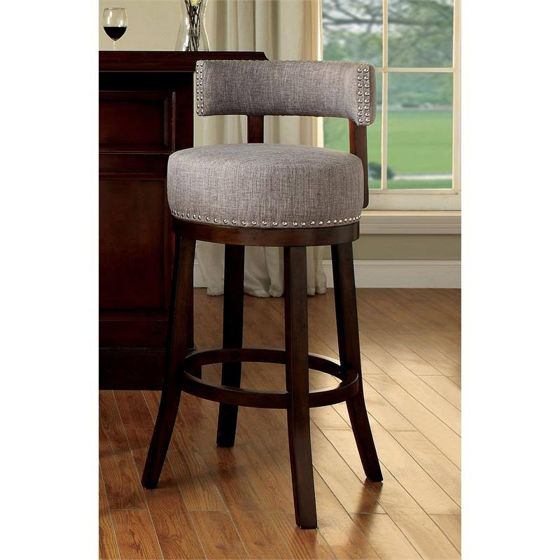 Light Gray Fabric Swivel Bar Stool (Set of 2) D816