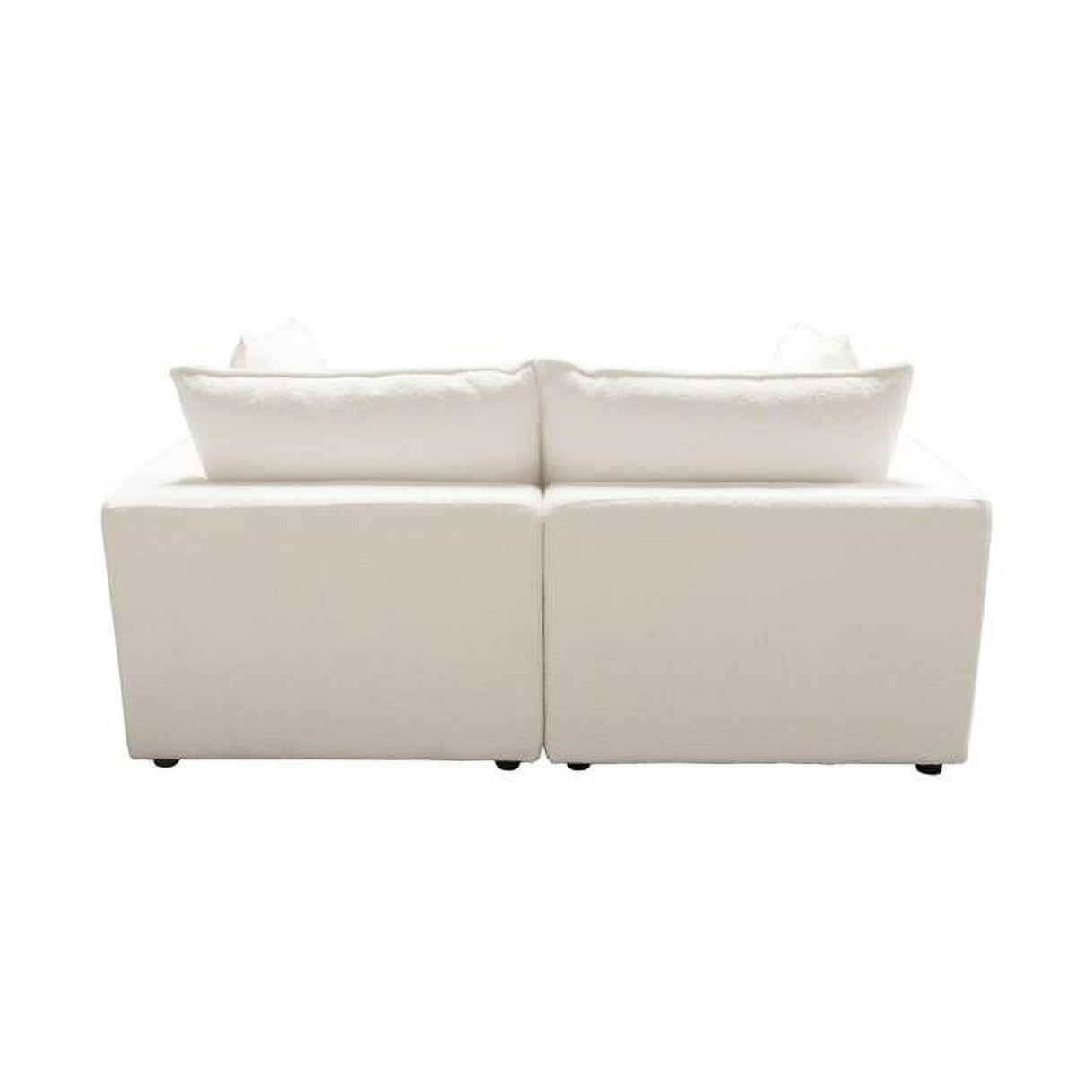 White Modular Sofa with Faux Shearling & Feather Down Seating X12797