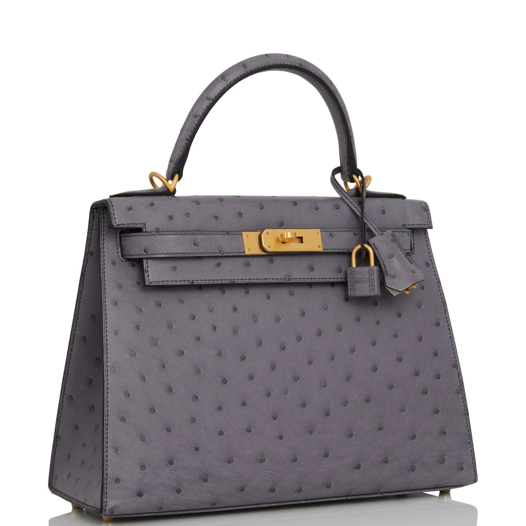 Gris Agate and Gris Perle Ostrich Bag E12723