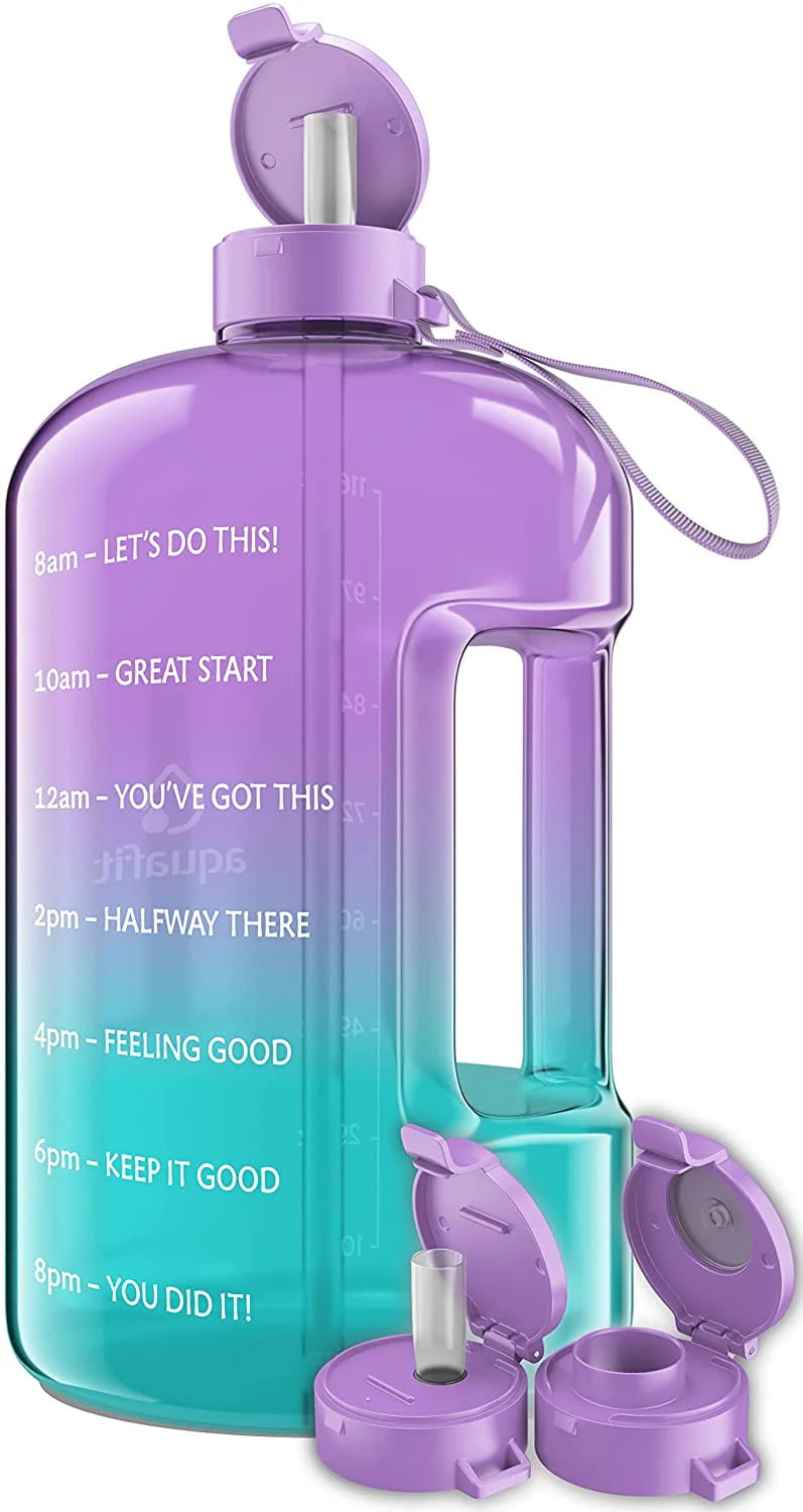 1 Gallon Gray Water Bottle with Time Marker Y354