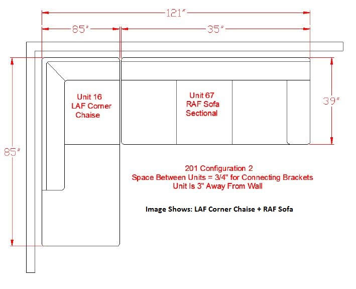 Red Left Arm Facing Sectional S543