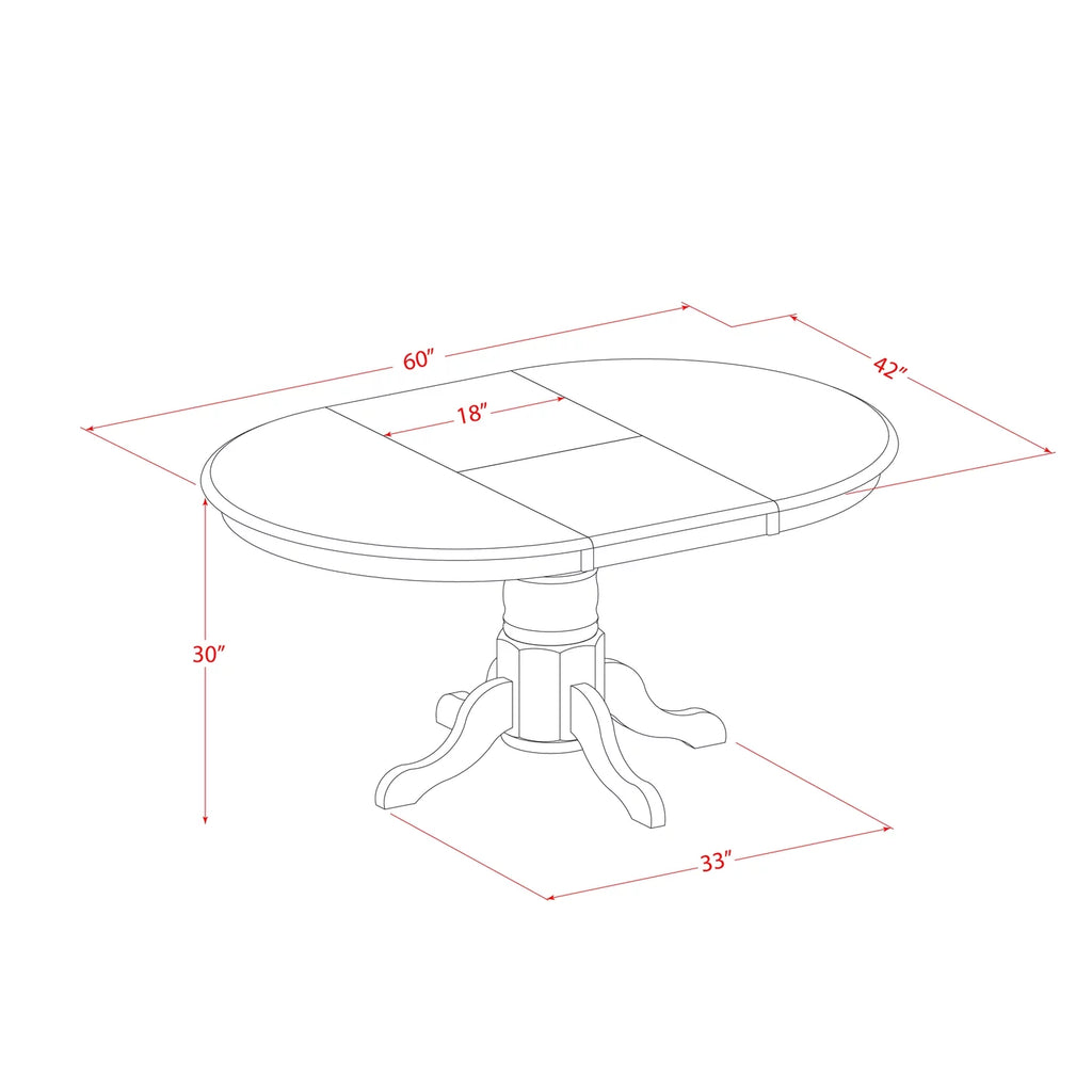 5 Piece Dining Set with Leaf and 4 Chairs Y36236