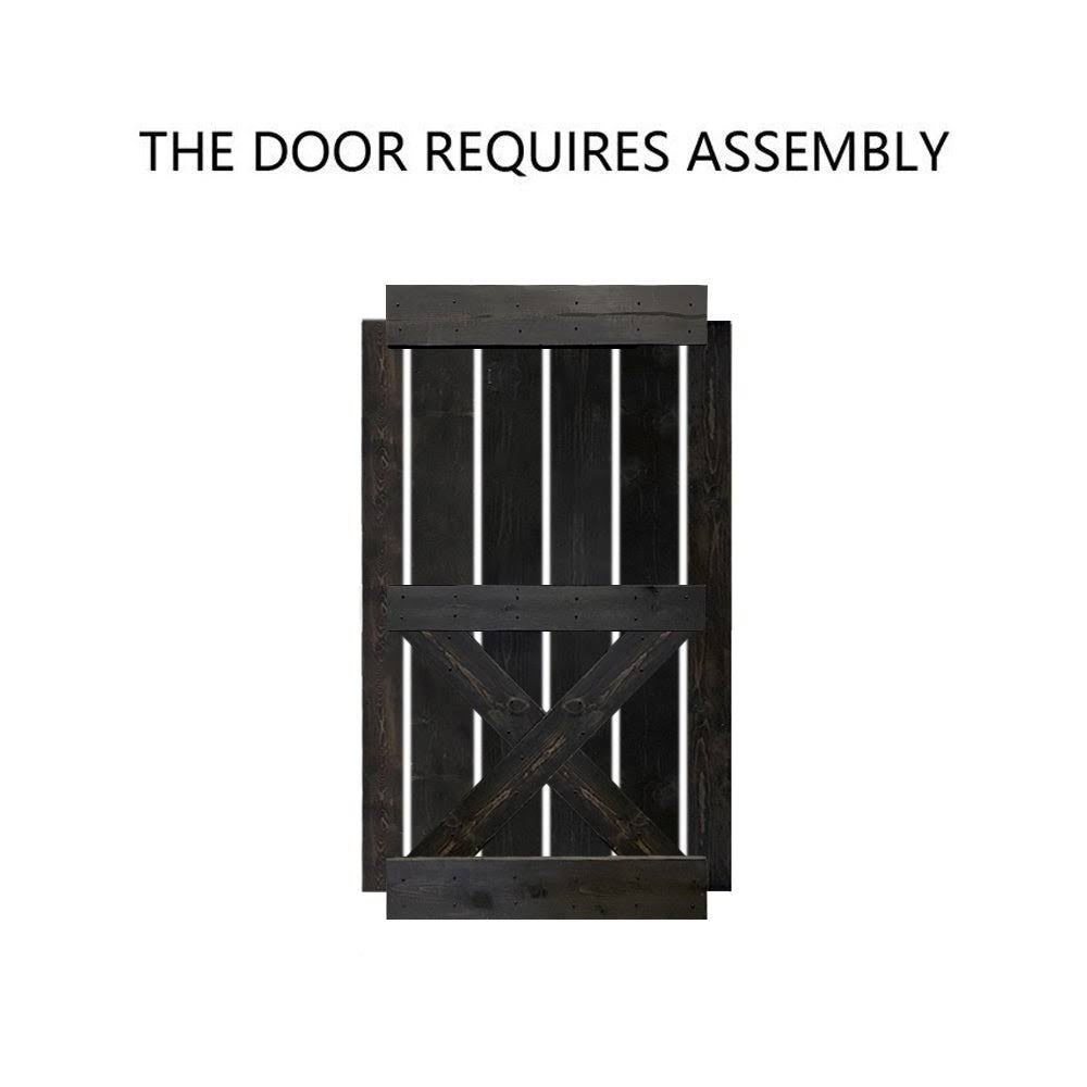 Charcoal Black Solid Knotty Pine Wood Interior Sliding Barn Door Slab G667