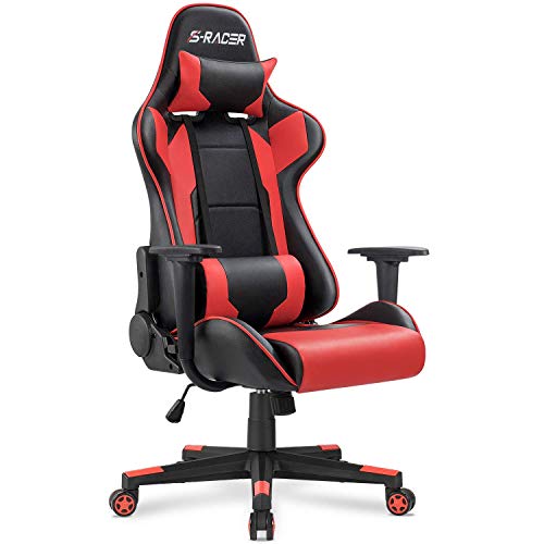 White Ergonomic Leather Gaming Chair with Headrest and Lumbar Support D282450