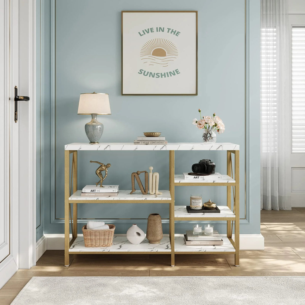 Modern Console Table with Storage Shelves Q275