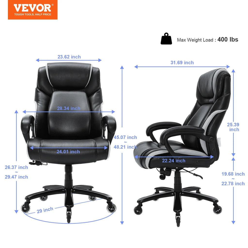 High Back 400 lbs Leather Executive Office Chair with Lumbar Support G9899