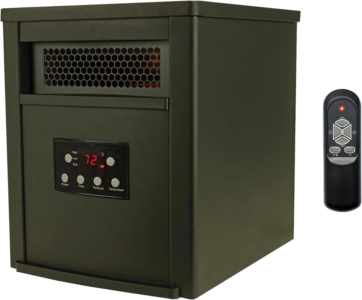 1500W Portable Electric Infrared Quartz Space Heater with Remote Control, Black (2 Pack) W849323