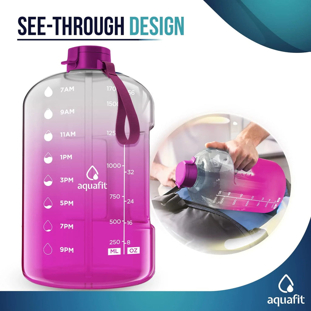 1 Gallon Gray Water Bottle with Time Marker Y354