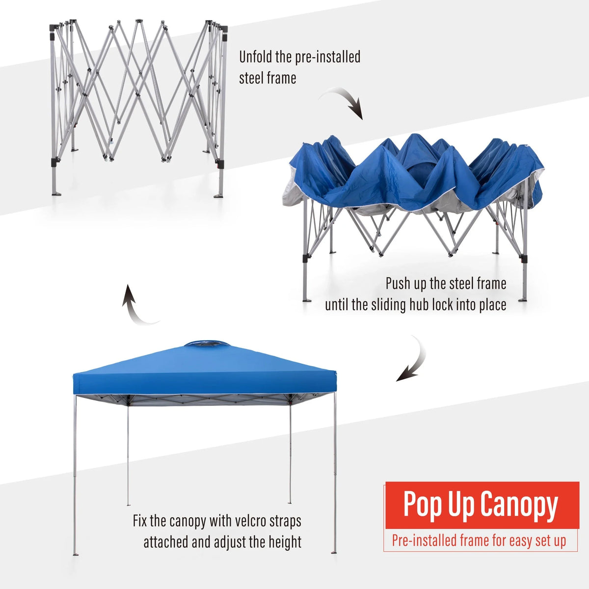 10' x 10' Blue Pop Up Canopy Tent with Wheeled Bag S680