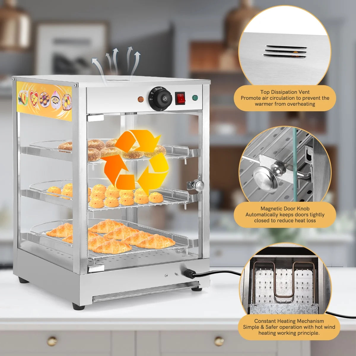 800W 3-Tier Commercial Food Warmer Display Case O502454