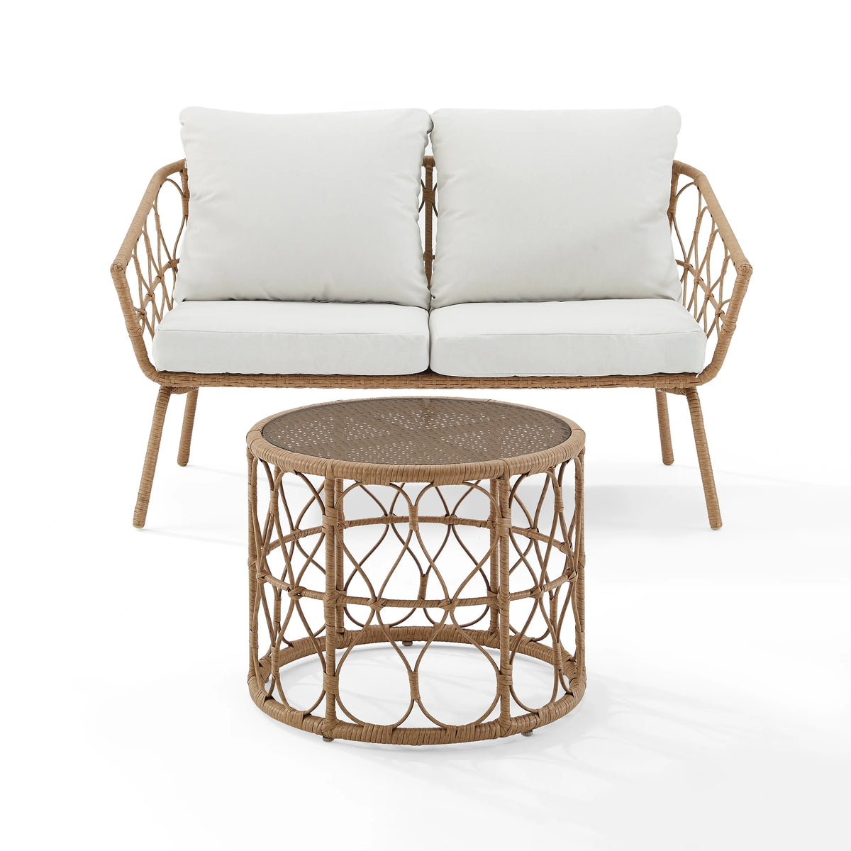 Natural Wicker Outdoor Conversation Set H428