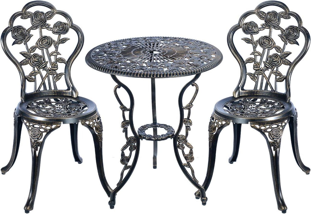 Antique Copper 3 Piece Cast Aluminum Bistro Table Set O502324