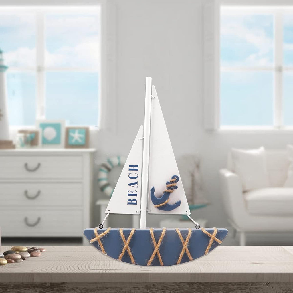 Wooden Sailboat Model Decoration 8.3 x 1.18 x 11 Inches P214