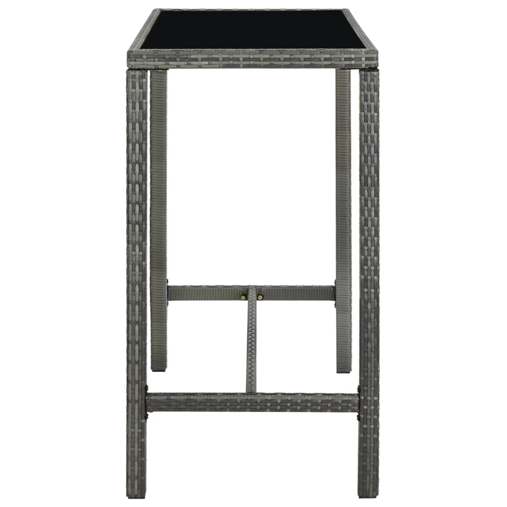 Glass Tabletop Poly Rattan Counter Height Bar Table K46370