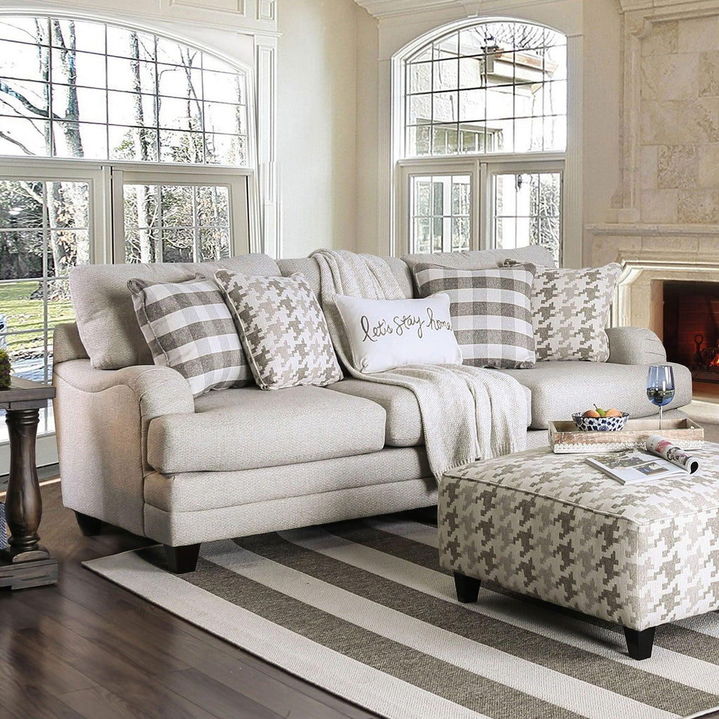Light Gray Linen-like Fabric Living Room Set 3pcs N272
