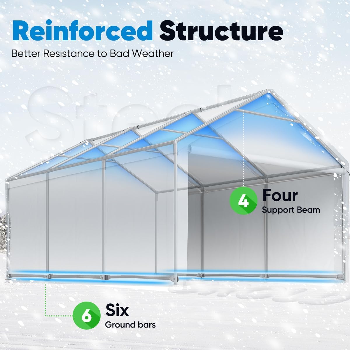 13'X20' Heavy Duty Galvanized Car Canopy Garage Boat Shelter with Reinforced Frame - Silver Gray F980