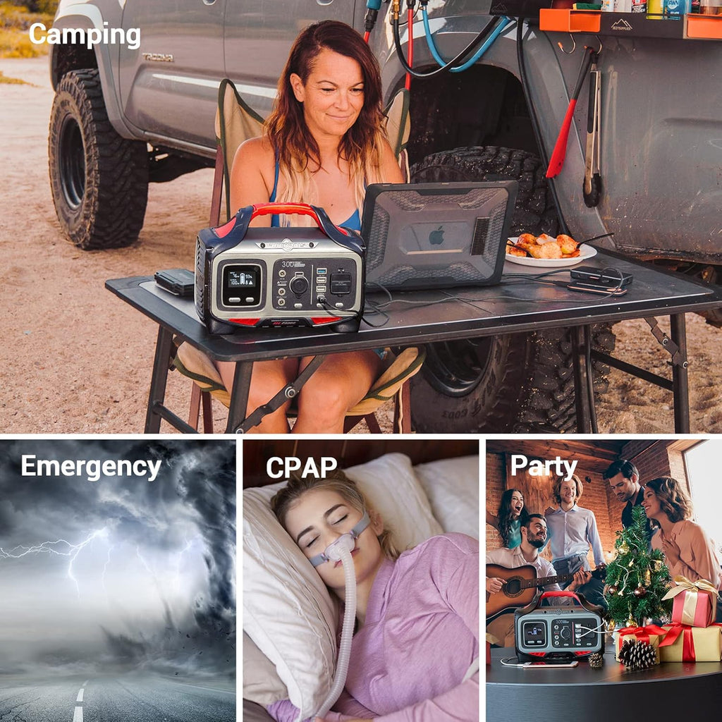 300W Portable Power Station with 100W Solar Panel Y7786