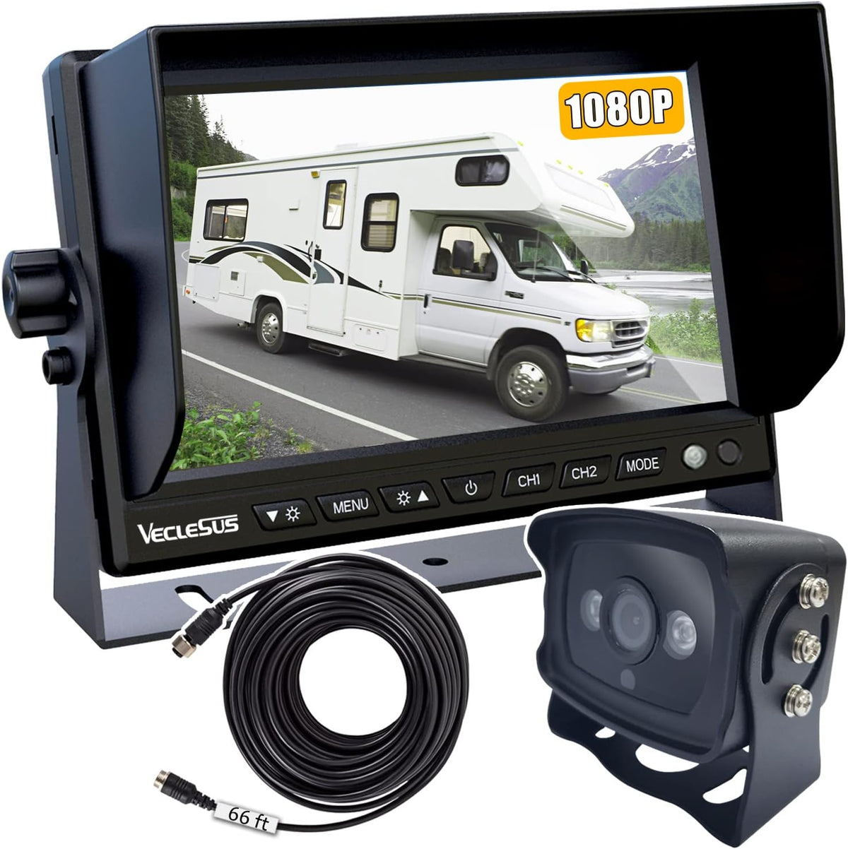 1080P HD Wired Backup Camera System with 7 IPS Monitor B5867