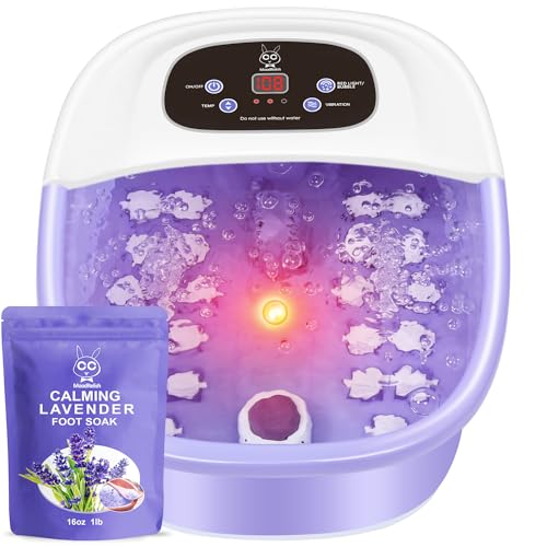 Blue Foot Spa Bath Massager with Heat Bubbles, Vibration Massage, Jets, Red Light, 22 Massage Rollers, Adjustable Temp X3856