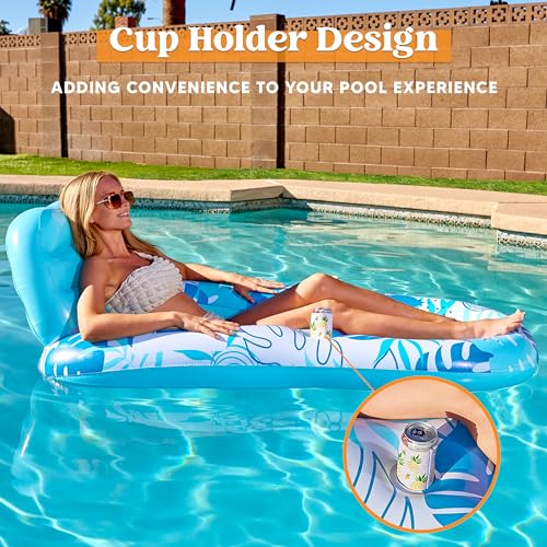 Inflatable Pool Float Lounge Chair with Cup Holders X6606
