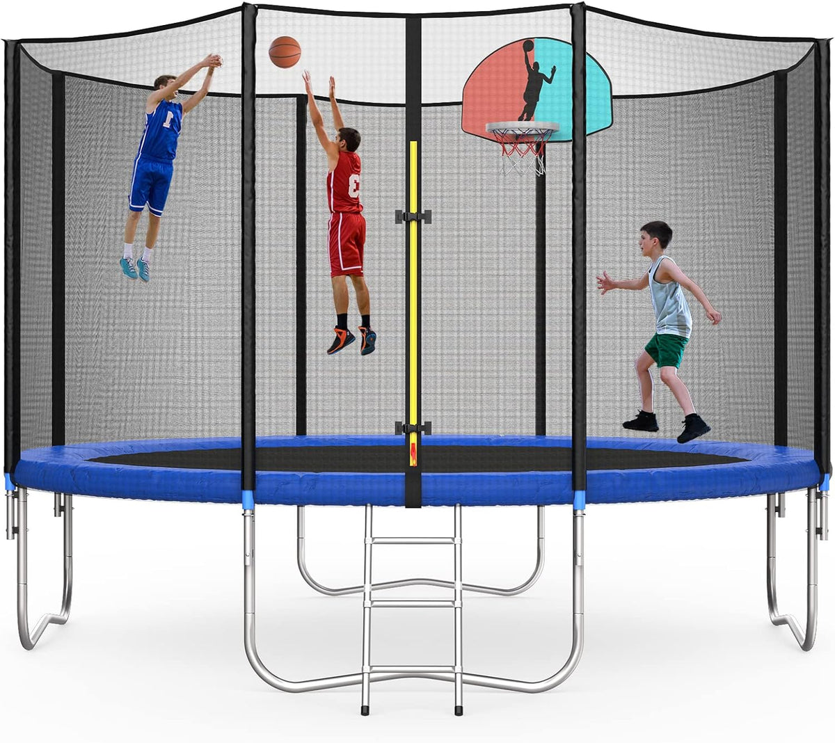 12 14 15 16FT Trampoline with Enclosure Net, Basketball Hoop and Ladder M363981