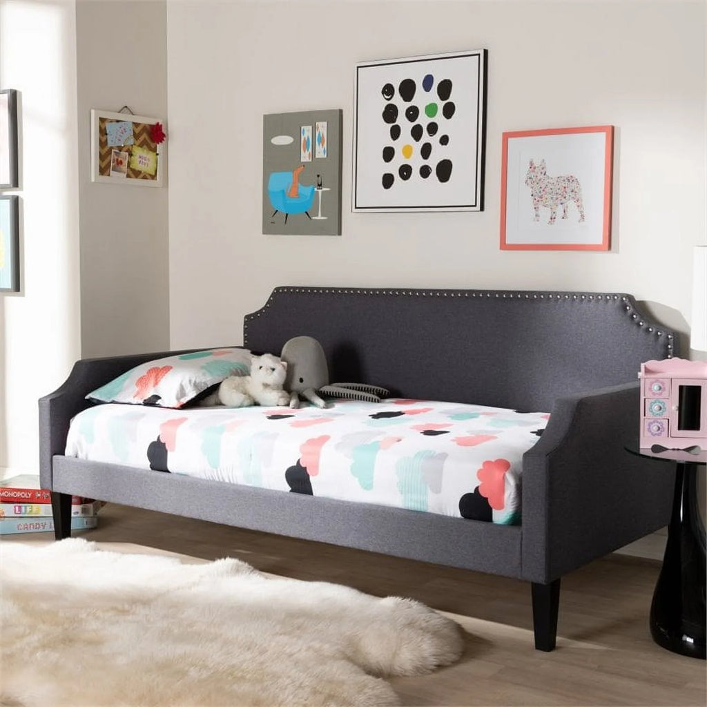 Grey Fabric Tufted Twin Daybed U3757