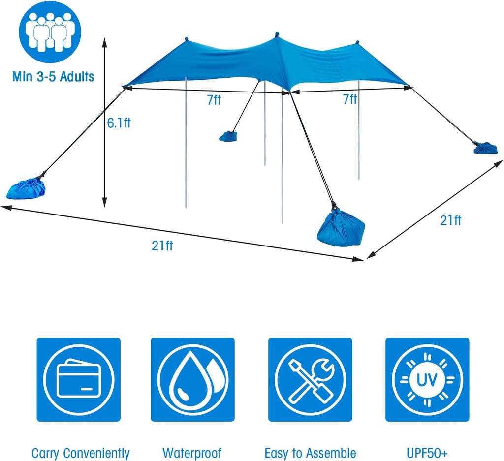 6 x 6 FT UPF50+ Pop Up Beach Tent with Carry Bag J74664