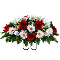 White Artificial Cemetery Flowers Saddle Z5532