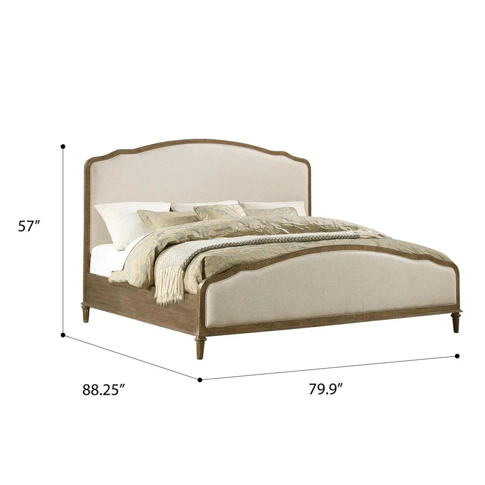 Cream King Bed with Wood Framing X706292