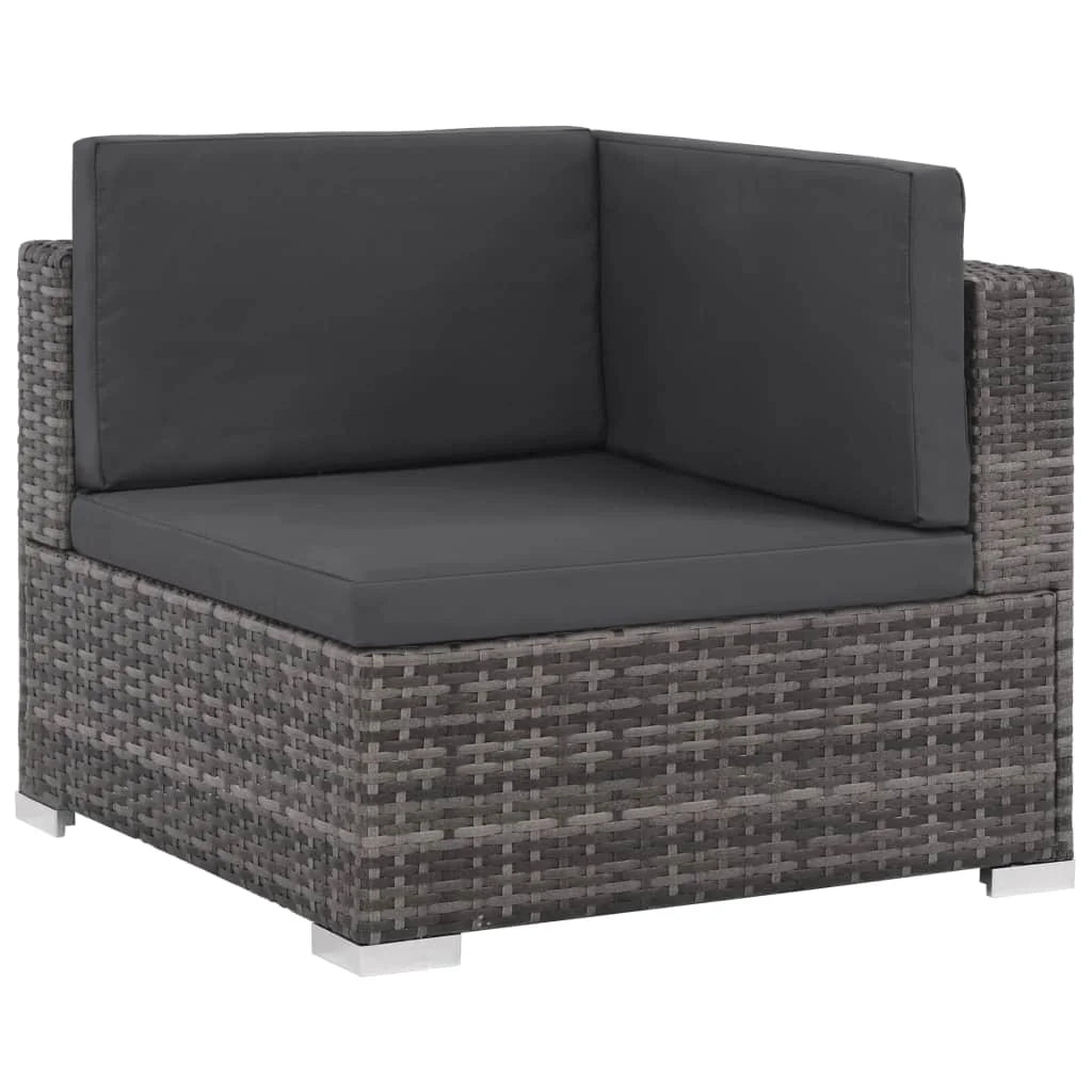8 Piece Gray Poly Rattan Outdoor Sectional Sofa Set with Ottoman and Coffee Table F763
