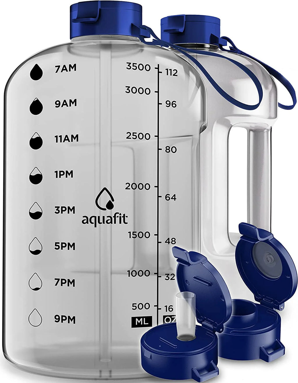 1 Gallon Gray Water Bottle with Time Marker Y354