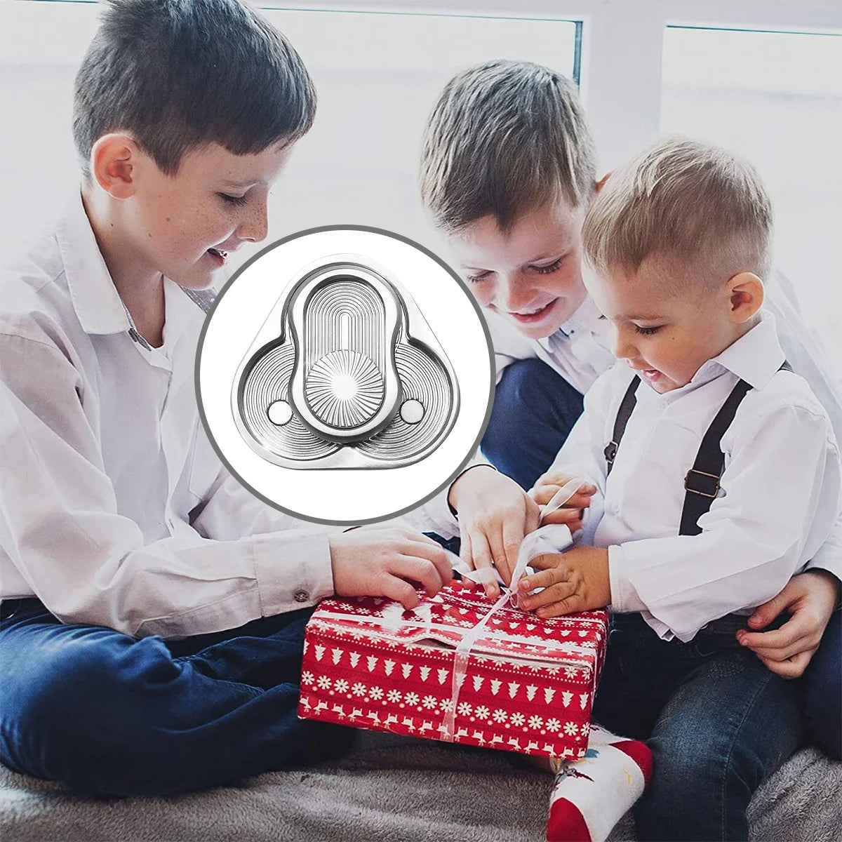 Rotary Push Toy Finger Spinner Stainless Steel Triangle Sensory Hand Toy F93253