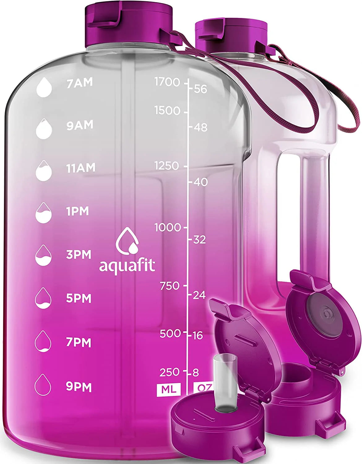 1 Gallon Gray Water Bottle with Time Marker Y354