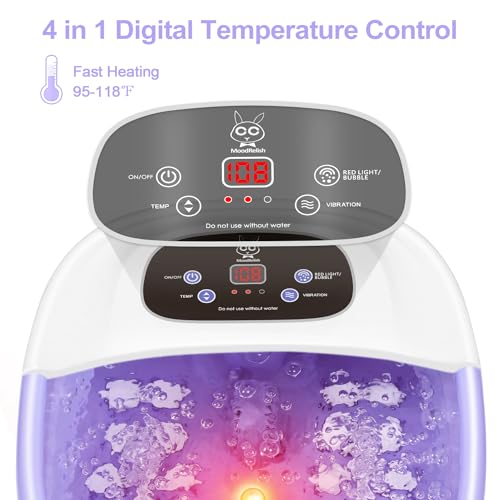 Blue Foot Spa Bath Massager with Heat Bubbles, Vibration Massage, Jets, Red Light, 22 Massage Rollers, Adjustable Temp X3856