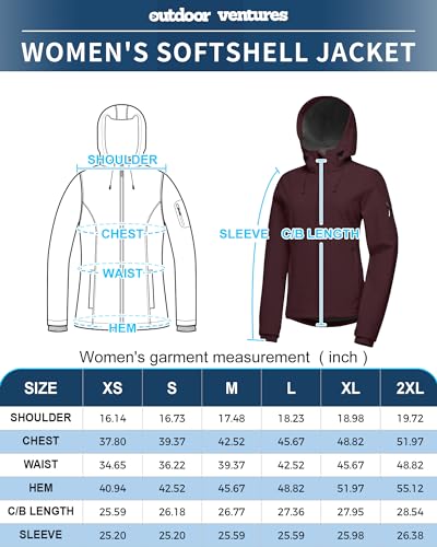 Women's Softshell Jacket with Hood Fleece Lined Waterproof Insulated Windbreaker Y805577