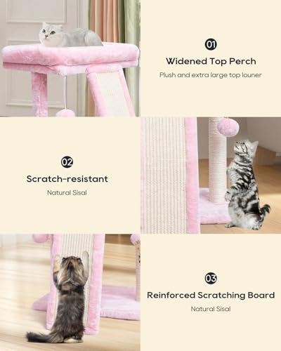 Small Cat Tree with Scratching Post, Light Grey H311