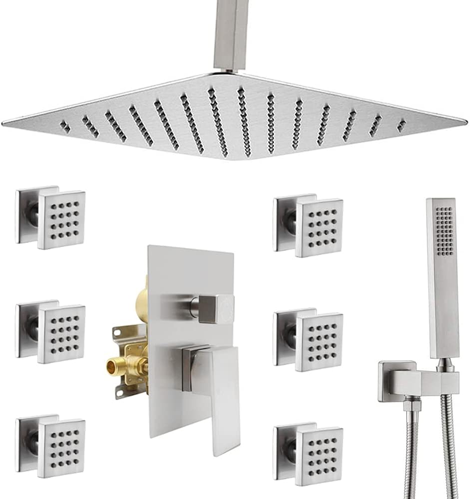 12 Inch Brushed Nickel Rain Shower System with Handheld Shower Z78460