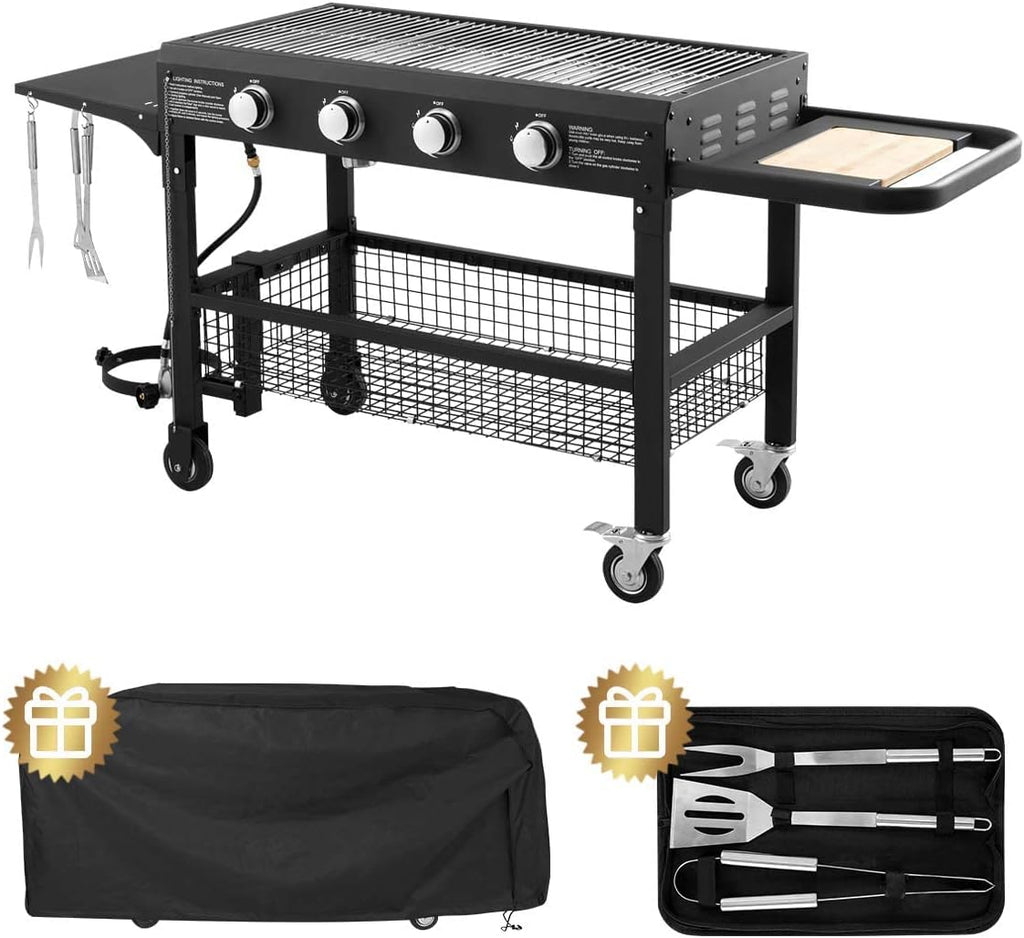 4-Burner Portable Propane Gas Grill with 48000BTU Steel Outdoor Grill U44802