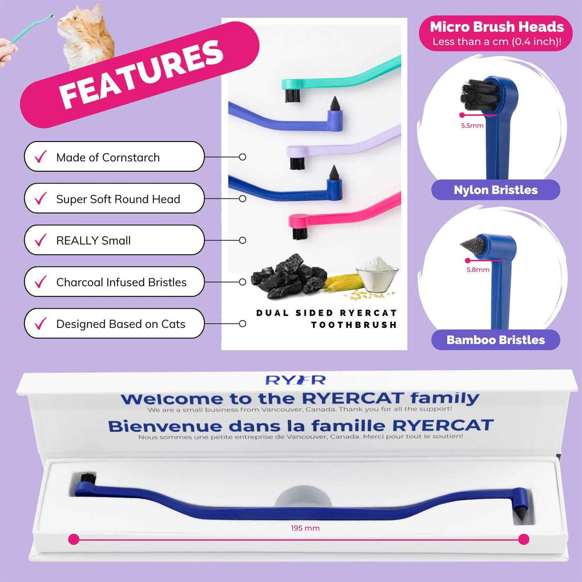 Dual Sided Cat Toothbrush E985