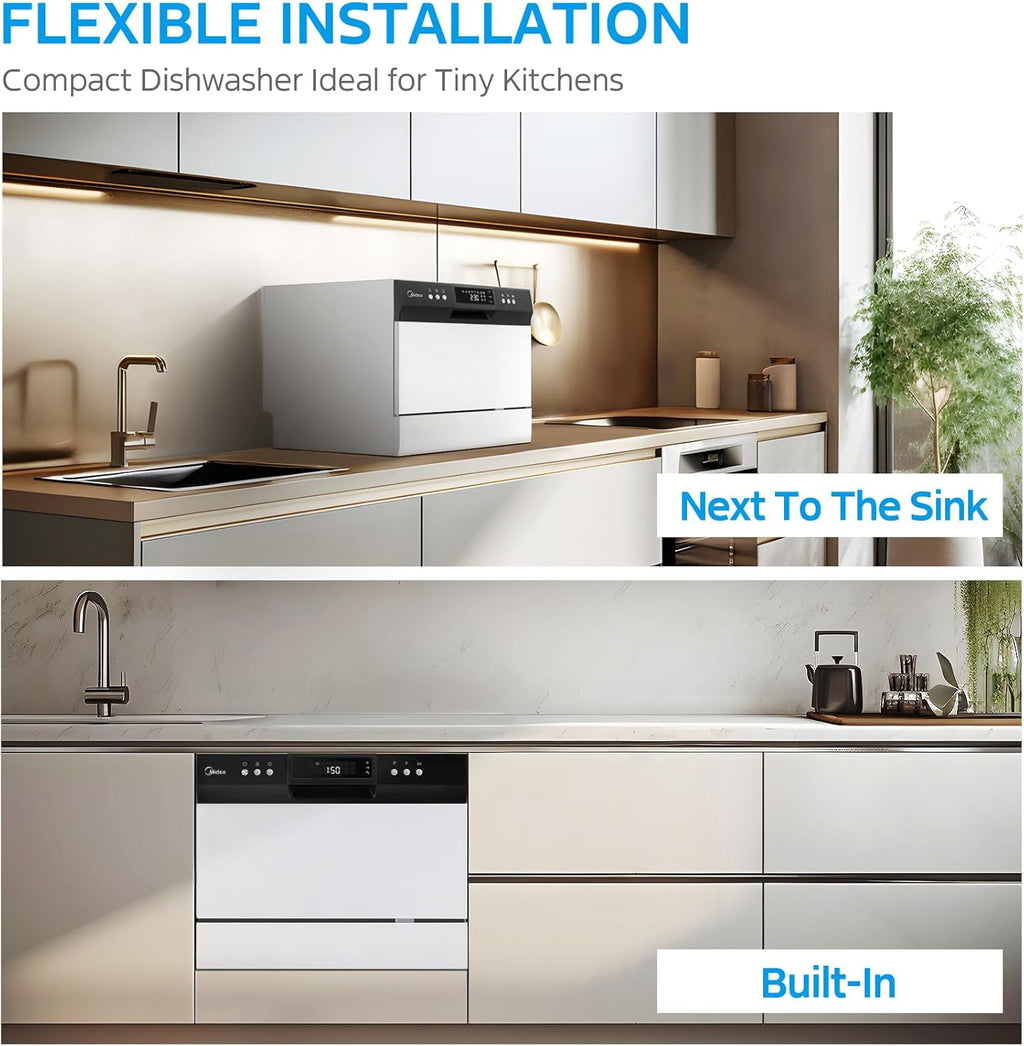 White Portable Dishwasher, 6 Place Settings O611