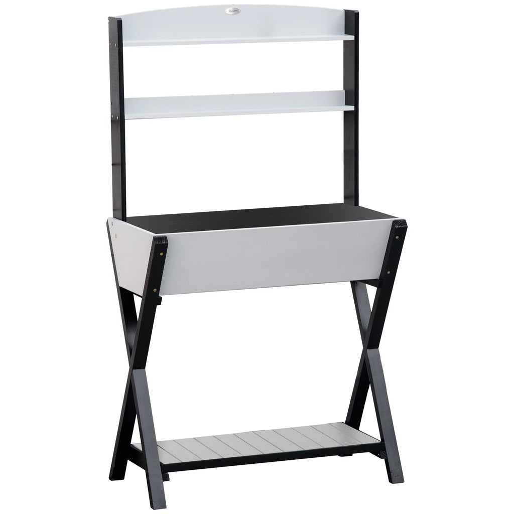 Wood Potting Bench Table with Storage Box A6194